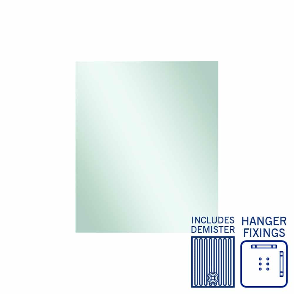 Jackson Rectangle Polished Edge Mirror - 900x750mm with Hangers and Demister