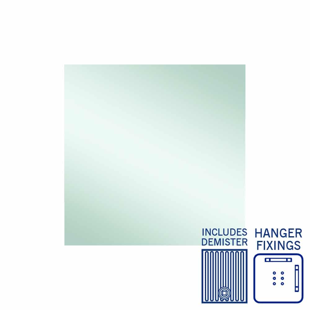 Jackson Rectangle Polished Edge Mirror - 900x900mm with Hangers and Demister