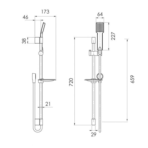 Phoenix Lexi Rail Shower Chrome