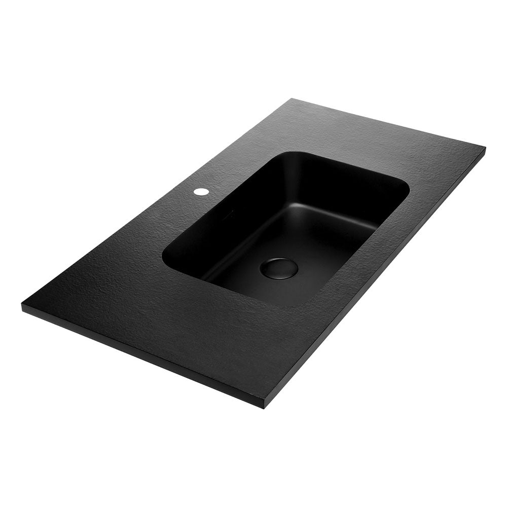 Fienza Montana Matte Black Solid Surface Basin Top 900mm x 460mm 1 Tap Hole