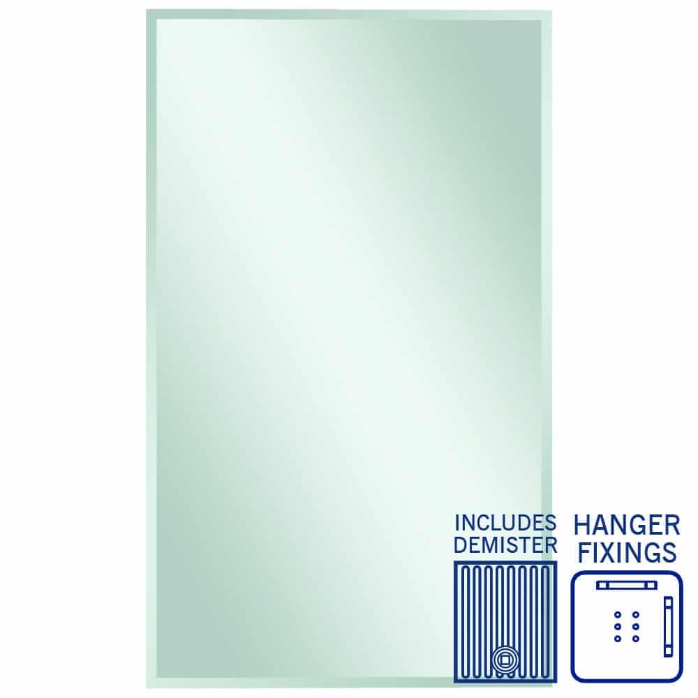 Montana Rectangle 25mm Bevel Edge Mirror - 1500x900mm with Hangers and Demister