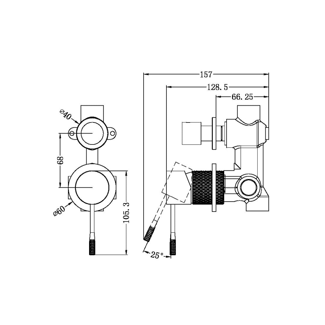 Nero Opal Shower Mixer With Divertor Separate Plate Graphite