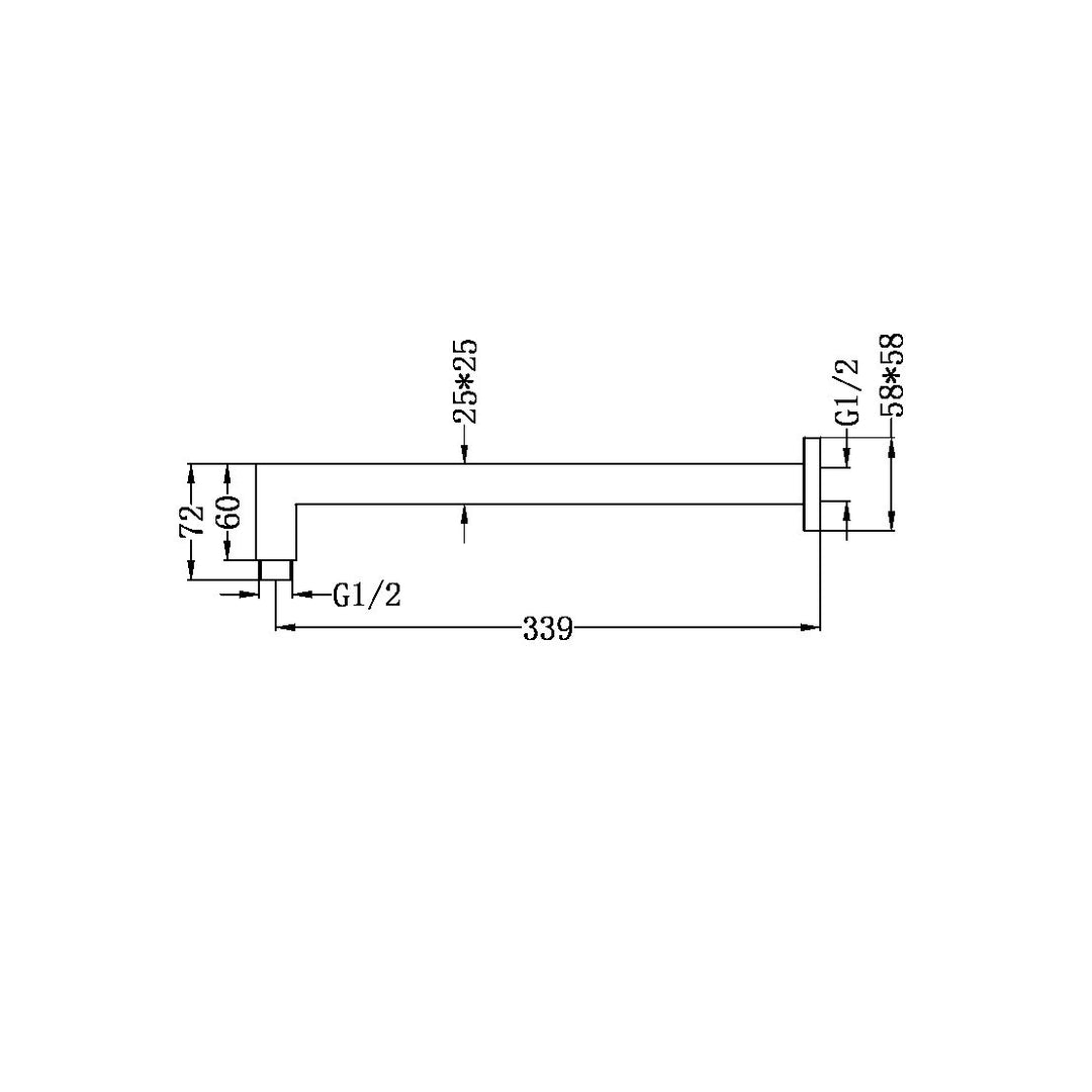 Nero Square Shower Arm Brushed Nickel