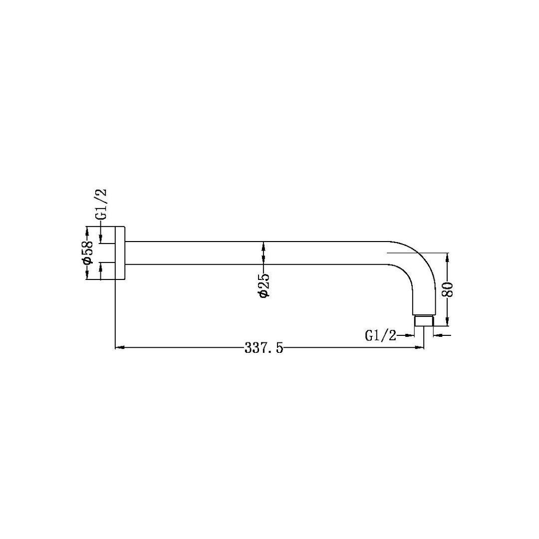 Nero Round Shower Arm Gun Metal