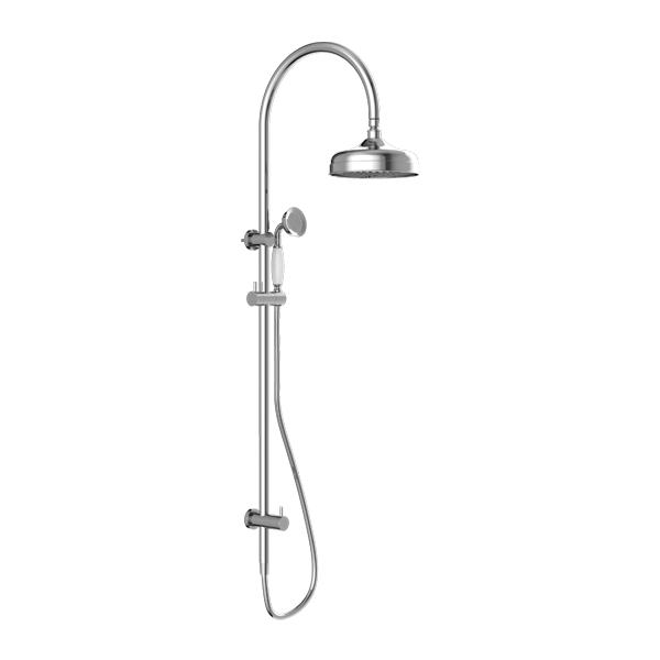 Nero York Twin Shower With White Porcelain Hand Shower Chrome
