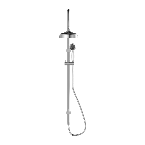 Nero York Twin Shower With White Porcelain Hand Shower Chrome