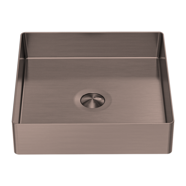 Nero 400mm Square Stainless Steel Basin Brushed Bronze
