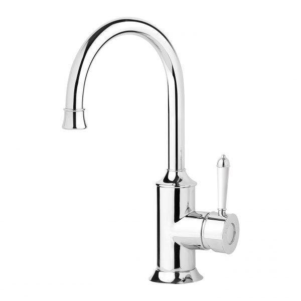 Phoenix Nostalgia Sink Mixer 160mm Gooseneck Chrome / Natural White