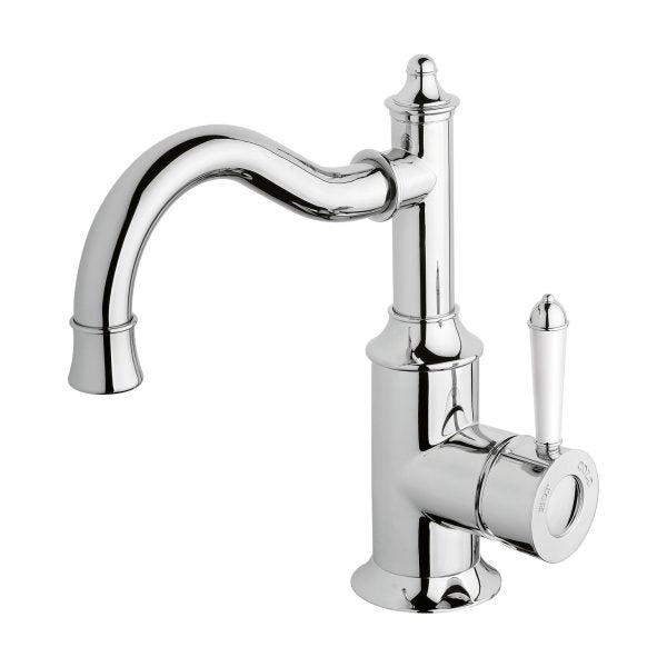 Phoenix Nostalgia Basin Mixer 160mm Shepherds Crook Chrome / Natural White