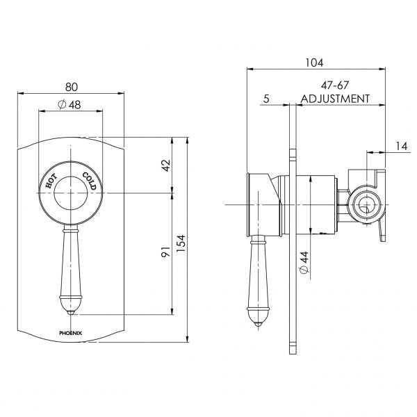 Phoenix Nostalgia Shower / Wall Mixer Brushed Nickel