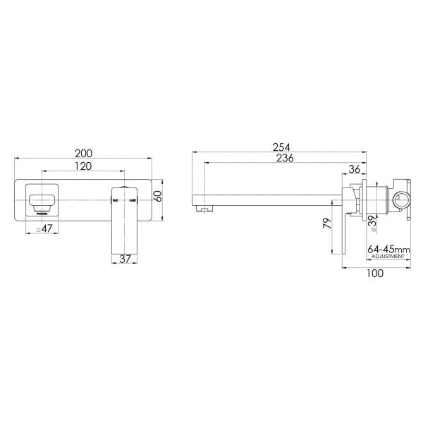 Phoenix Radii Wall Bath Mixer Set 230mm Chrome