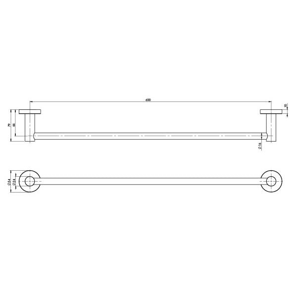 Phoenix Radii Single Towel Rail 600mm Round Plate Brushed Gold