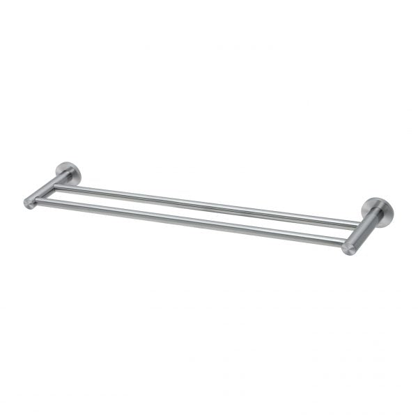 Phoenix Radii SS 316 Double Towel Rail 600mm Round Plate Stainless Steel
