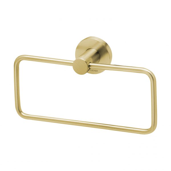 Phoenix Radii Hand Towel Holder Round Plate Brushed Gold