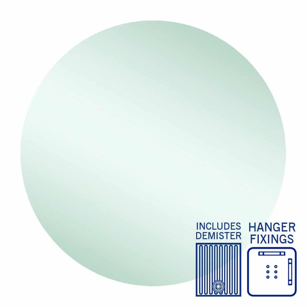 Rio Polished Edge Round Mirror - 800mmØ with Hangers and Demister