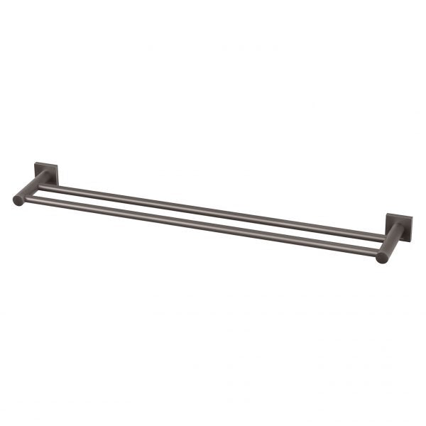Phoenix Radii Double Towel Rail 800mm Square Plate Matte Black