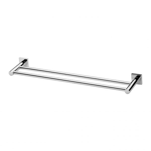 Phoenix Radii Double Towel Rail 600mm Square Plate Chrome