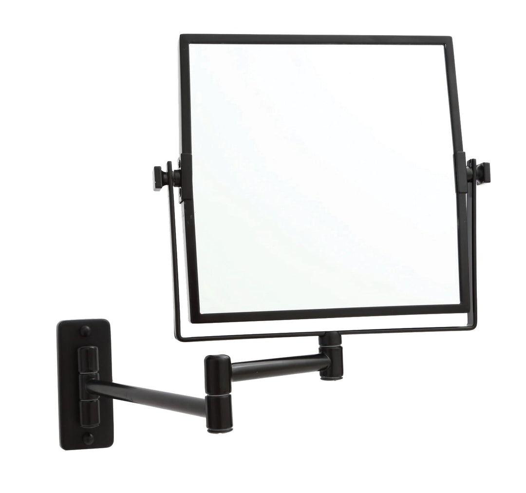 1 & 5x Magnification Matt Black Wall Mounted Shaving Mirror, 200 x 200mm