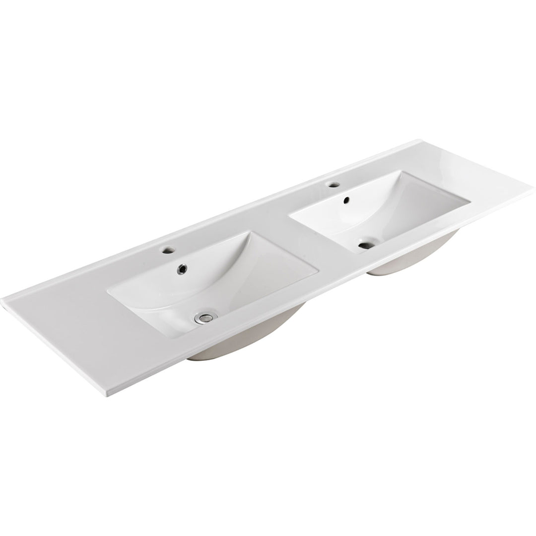 Fienza Dolce Ceramic Top 1500mm x 460mm Double Bowl 1 Tap Hole