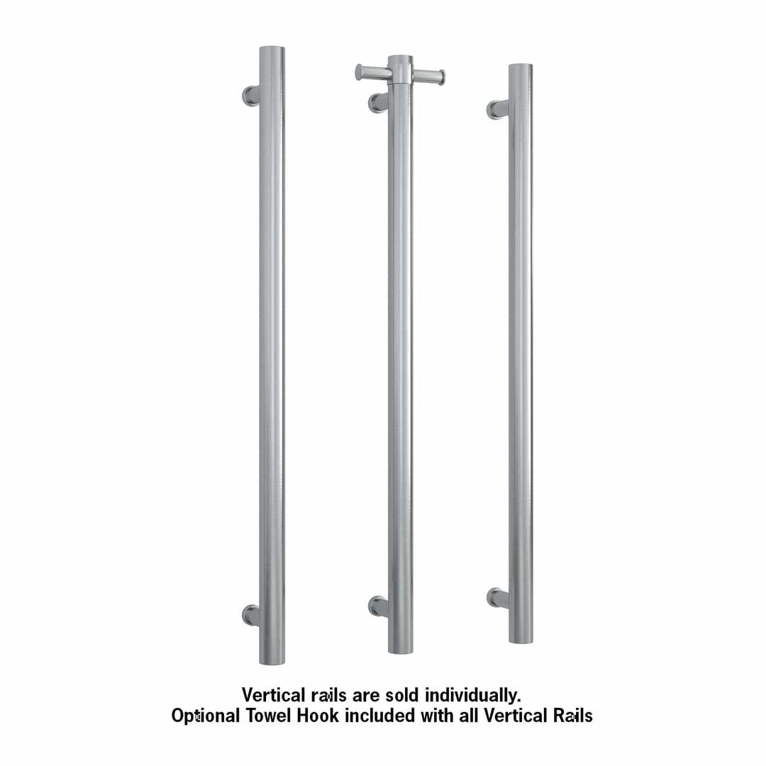 Thermorail Straight/Round 12Volt Brushed Stainless Steel Vertical Bar 900x142x100mm 30Watts With Optional Hook