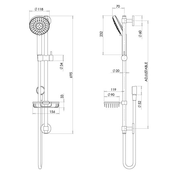 Phoenix Vivid Premium Rail Shower Chrome