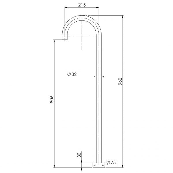 Phoenix Vivid Floor Mounted Bath Outlet 940mm Brushed Nickel