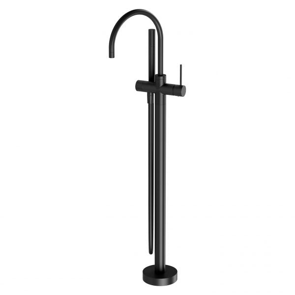 Phoenix Vivid Slimline Floor Mounted Bath Mixer with Hand Shower Matte Black