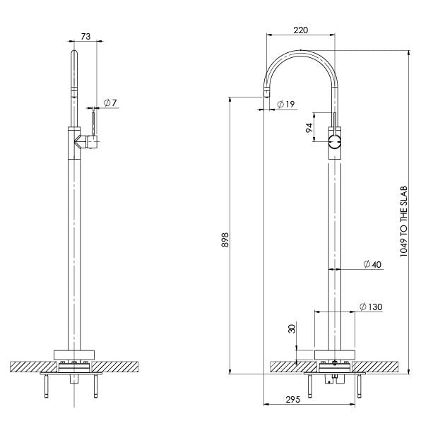 Phoenix Vivid Slimline Floor Mounted Bath Mixer Brushed Carbon