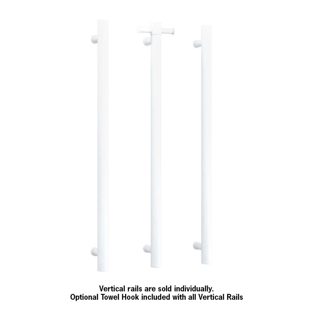 Thermorail Straight/Round 12Volt Vertical Bar 900x142x100mm 30Watts With Optional Hook - Satin White