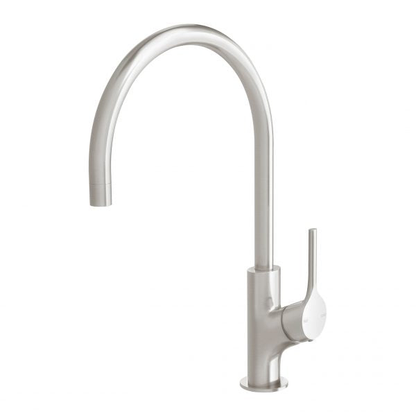 Phoenix Vivid Slimline Oval Sink Mixer 220mm Gooseneck Brushed Nickel Lead Free