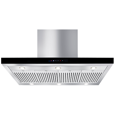 Artusi 120cm 3 Speed BBQ Canopy Rangehood Led Lights Black Glass