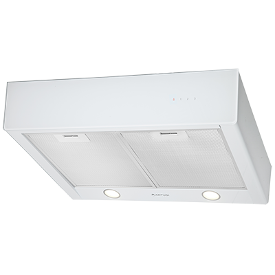 Artusi 60cm White Glass Fixed Hood Recirculating Or Ducted