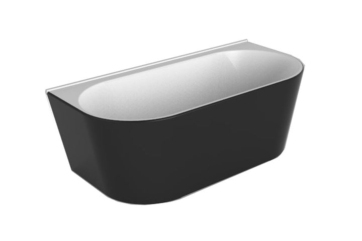 Decina Alegra 1700 Back-To-Wall Freestanding Bath - Black & White