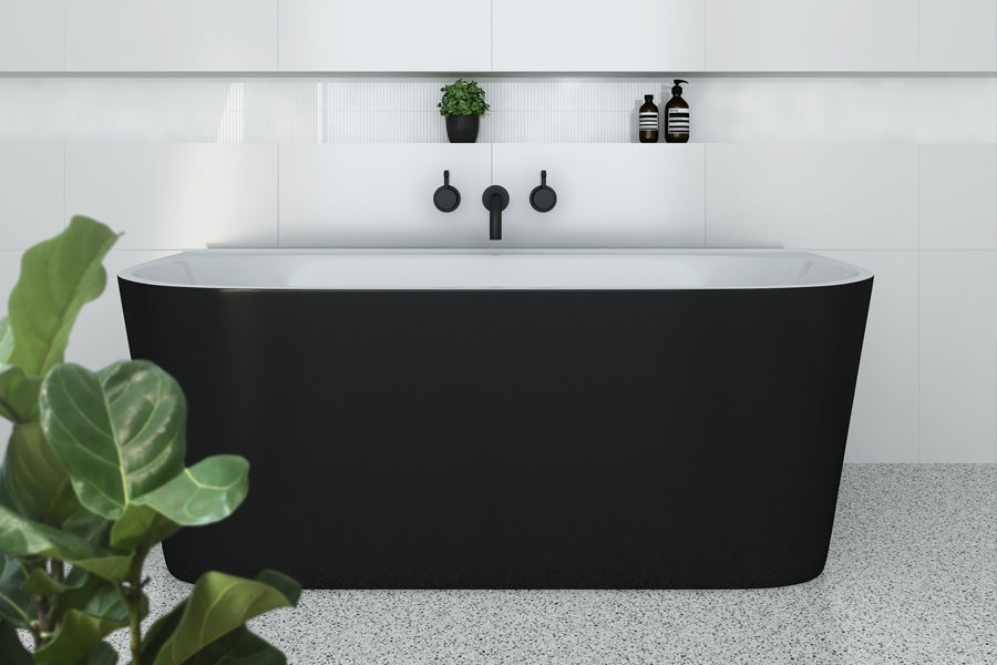 Decina Alegra 1700 Back-To-Wall Freestanding Bath - Black & White