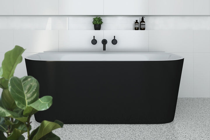 Decina Alegra 1700 Back-To-Wall Freestanding Bath - Black & White