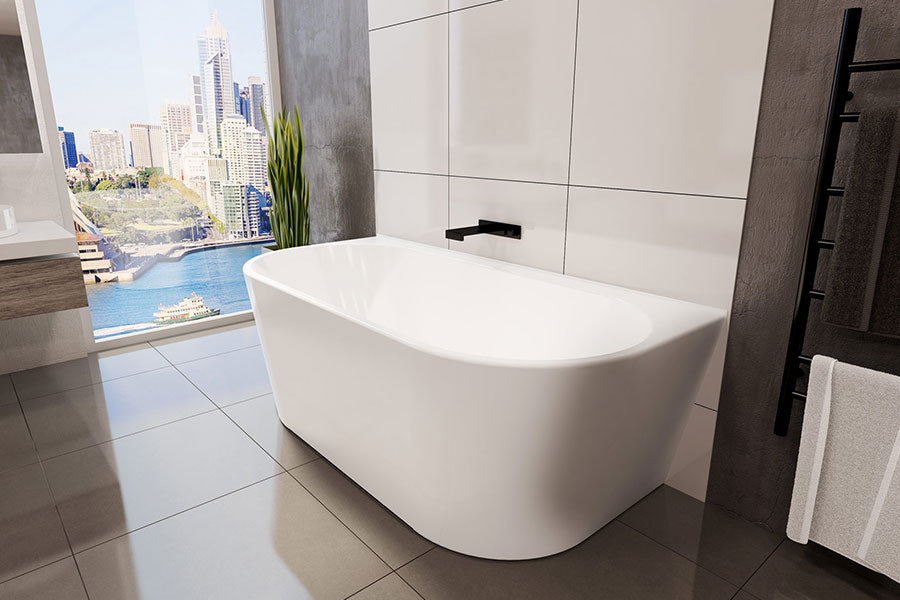 Decina Alegra 1400 Back-To-Wall Freestanding Bath - White