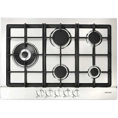 Artusi 70cm Gas Cooktop With Side Wok Flame Failure Stainless Steel
