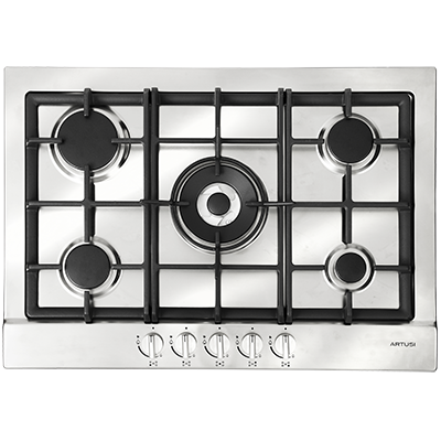 Artusi 70cm Gas Cooktop with Centre Wok Flame Failure Stainless Steel