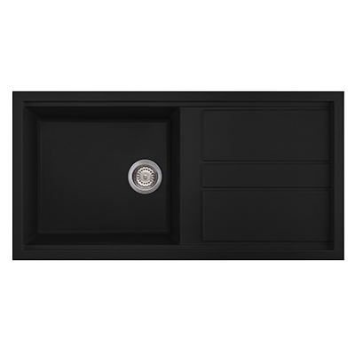 Artusi Single Bowl Sink 1000mm X 510mm Black Granitek