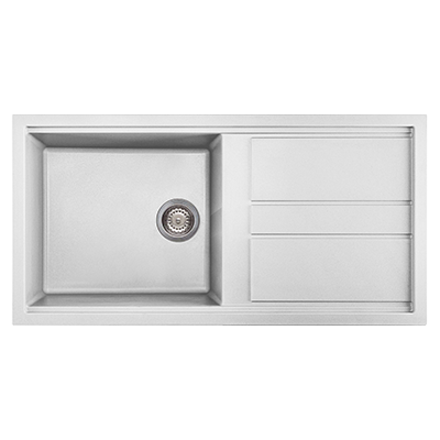 Artusi Single Bowl Sink 1000mm X 510mm White Granitek