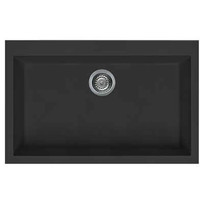 Artusi Single Bowl Sink 790mm X 500mm Black Granitek