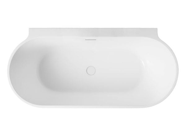 Decina Aurora 1500 Back-To-Wall Freestanding Bath - Overflow - Matte White