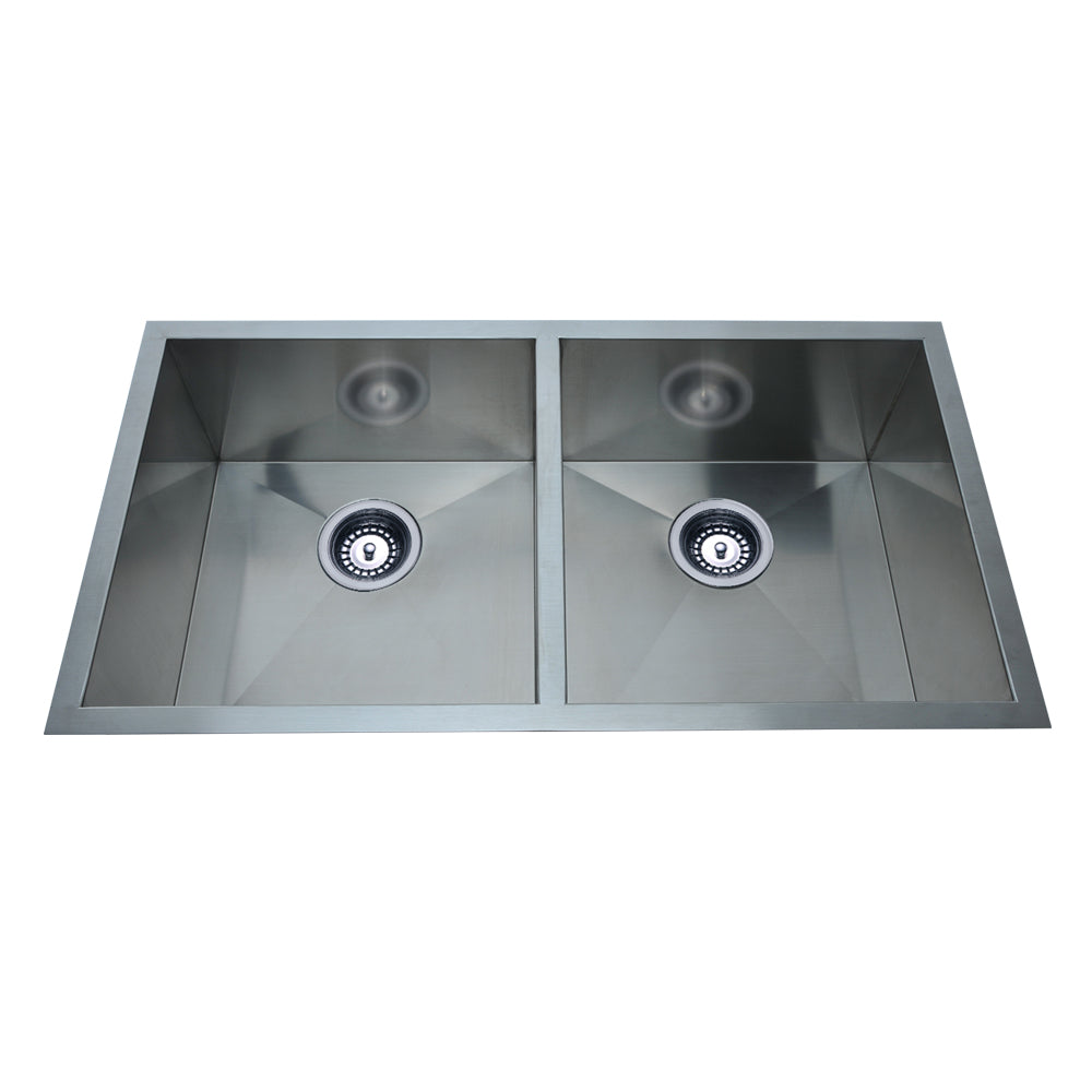 Bad Und Kuche Quad Lux Under / Overmount Double Bowl Sink Stainless Steel