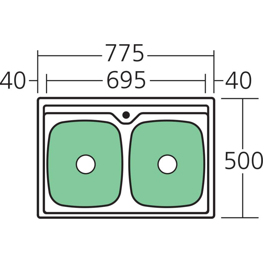 Oliveri Endeavour EE23TU 1 Tap Hole Double Bowl Universal Sink