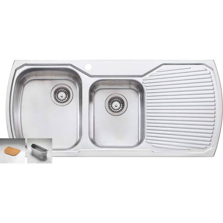 Oliveri Monet MO712 1 Tap Hole Sink 1100mm Right Hand 1 & 3/4 Bowl