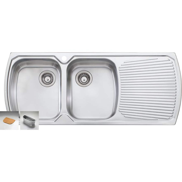 Oliveri Monet MO771 1 Tap Hole Sink 1200mm Left Hand Double Bowl