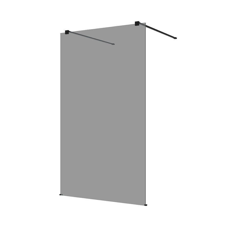 Decina M Series 10Mm F/Standing Panel 1150Mm - Black Glass / Black Fittings
