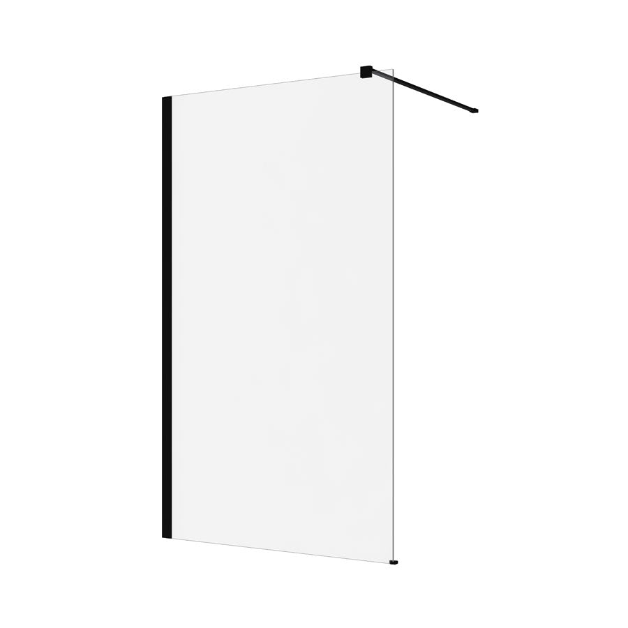 Decina M Series 10Mm Wall Panel 860Mm - Clear Glass/ Black Fittings