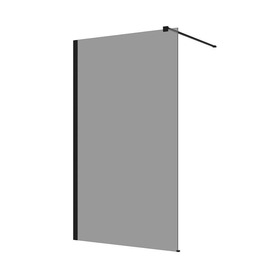 Decina M Series 10Mm Wall Panel 860Mm - Black Glass/ Black Fittings