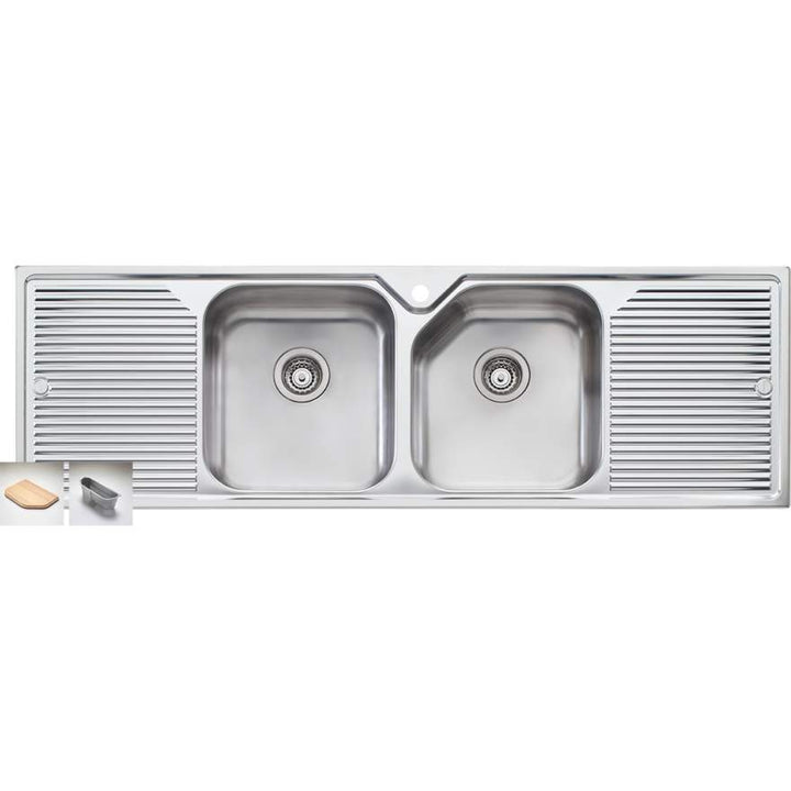 Oliveri Nu-Petite NP653 1 Tap Hole Sink 1550mm Double Centre Bowl